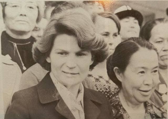 Valentina Tereshkova at the Issyk-Kul sanatorium. Komsomol village. Kyrgyzstan. 1970s. From the archives of the sanatorium "Issyk-Kul Aurora".