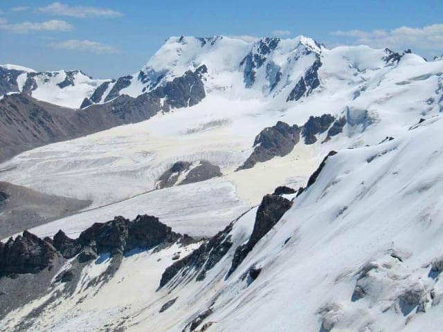 Grigoriev glacier in mountains North Tien-Shan.