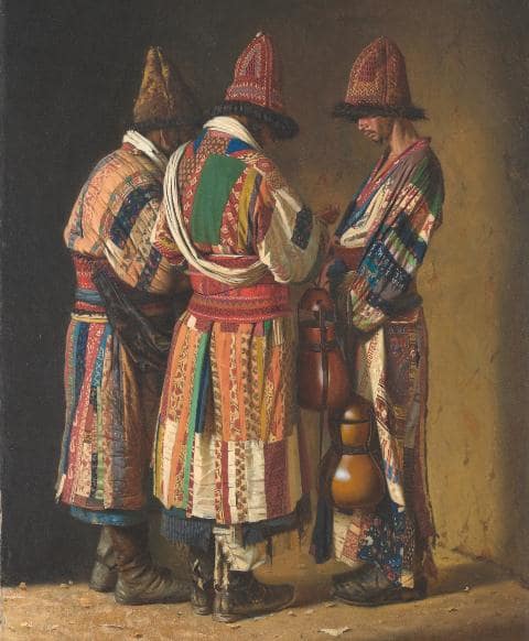 Artist Vereshchagin Vasily Vasilievich. Dervishes in festive outfits.