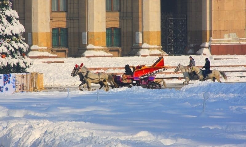 After the snowfall. Astana Square. Photo by Alexander Petrov.
