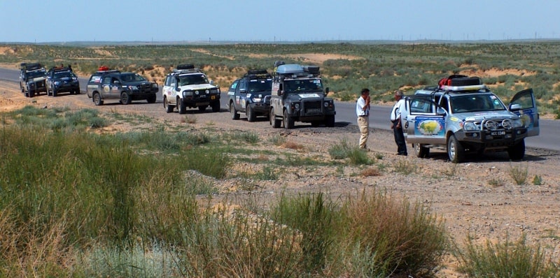 Tourists in the Zhylyoi region.