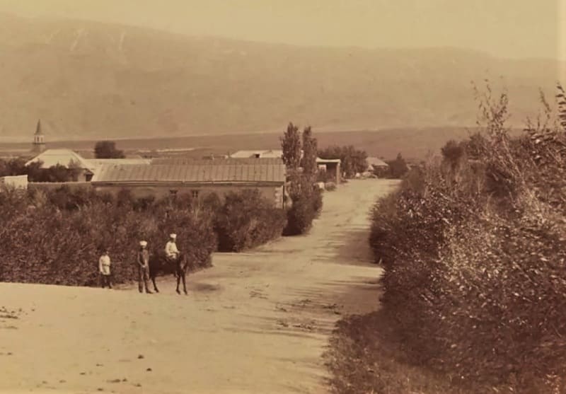 "Part of the town of Kopal." From the travel album of Paul Labbé, 1897. This archival photograph (taken in 1885) is attributed to Abram Leybin.