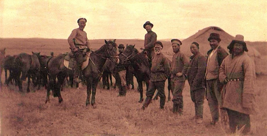 Sergiopol. Sergiopol Cossack settlement. A veterinarian examining a wealthy merchant's herd of horses. Photographer P. I. Livotov. 1913. A shot from P. I. Livotov’s 1913 series “Sergiopol Settlement." Pavel Ivanovich Livotov (1880-1967): veterinarian, bibliographer, teacher, and Honored Physician of the Kirghiz SSR; State Archive of the Issyk-Kul Region (Przhevalsk).