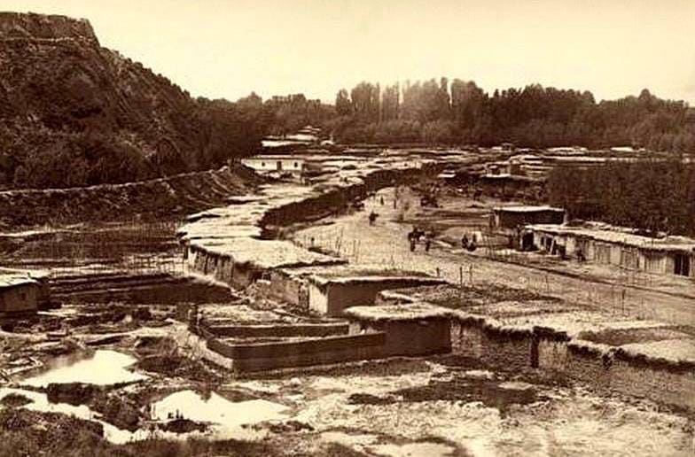 Panoramic view of the western part of Shymkent (formerly Chimkent) from the citadel in the second half of the 19th century. “Turkestan Album”. 1860s-1870s.