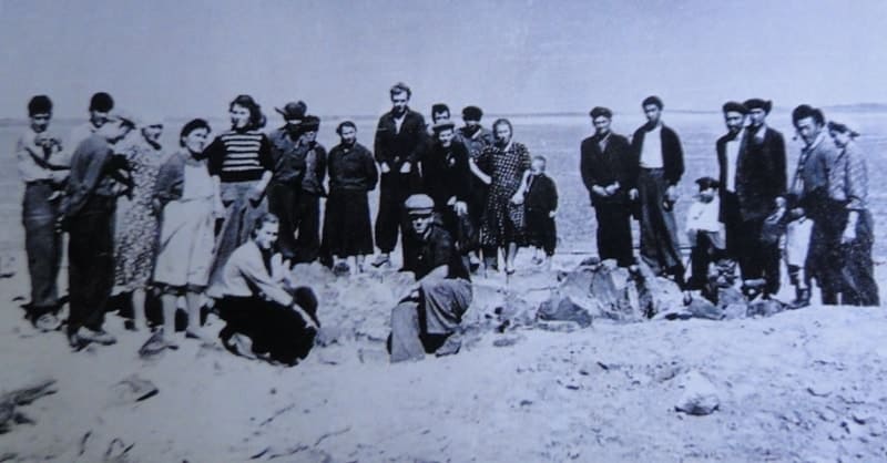 Archaeological expedition. Burial ground Karakuduk. Tamgaly valley. Photographer A. A. Popov. 1957.