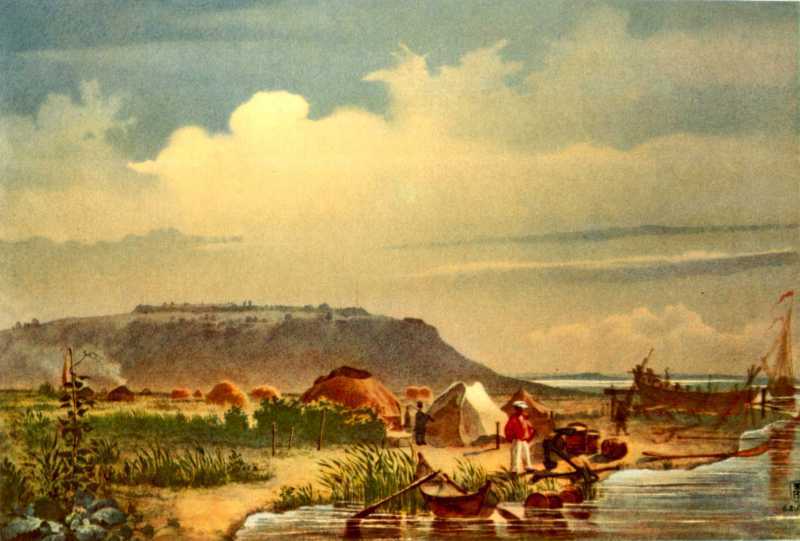 T.G. Shevchenko. Strengthening Raim. View from the shipyard to the Syr Darya. Watercolor on paper. 9.VI - 25.VII] 1848.
