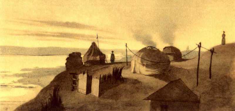 T.G. Shevchenko. Raim tract from the west. Watercolor on paper. 19.VI - 25. VII 1848.