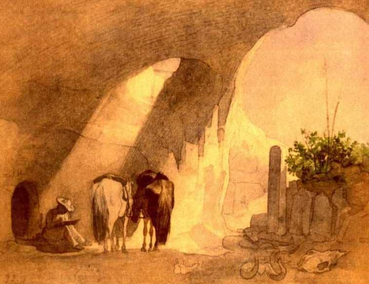 Т.Г. Шевченко. «Далисмен-Мула-Аулье». Бумага, акварель (17,5 × 22,2 см). (VII – 8.VIII 1851 г).  Далисмен-Мула-Аулье, «могила святого Далисмена», находится в центральной части Северного Ак-Тау. Бронислав Залесский в пояснительной тексте к офорту из этого рисунка дает такое же описание могилы, как и Шевченко, отмечая, что могила находится вблизи горы Чиркала-Тау (см. альбом «La vie des steppes Kirghizes», Paris, 1865, с. 59).