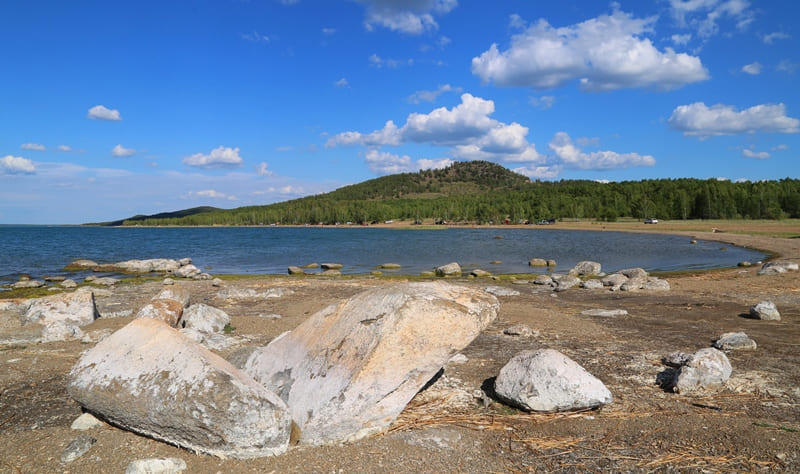 Lake Shalkar in Kokshetau National Park is known for its picturesque nature and is one of the local attractions.