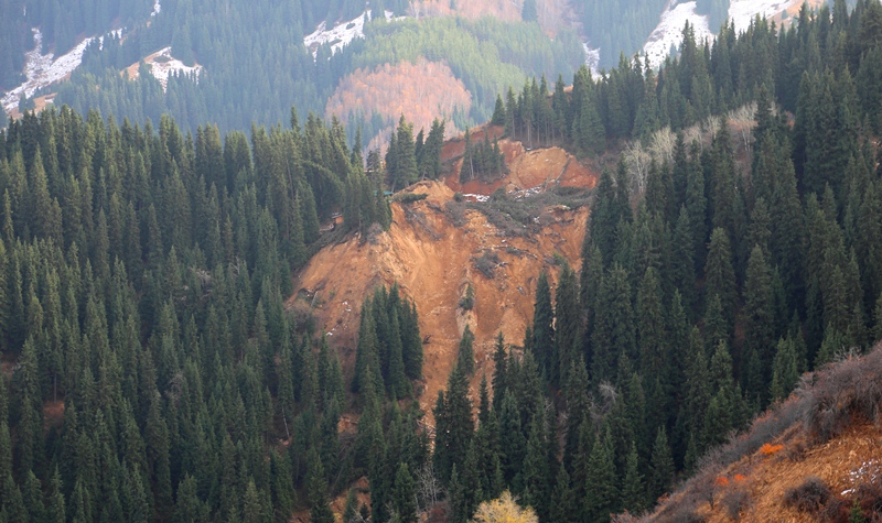 After torrential rains lasting more than three days in the vicinity of the Aksai skete, a landslide occurred on the slope under which the church was located. June 2017.