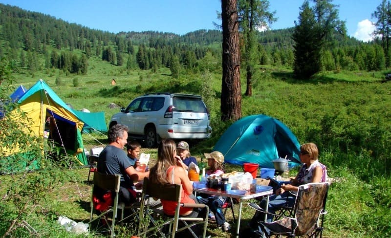 Tourist camp on Lake Karakol (Yazevoye) in the Katon-Karagay Nature Park.
