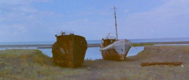 Old ships of the Alakol fishing flotilla.