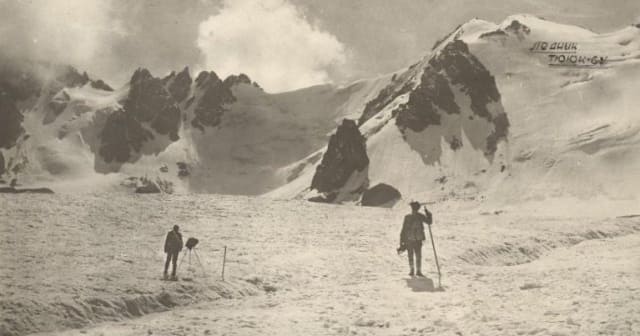 On the Tuyuk-Su glacier. Photo postcard. 30s of the XX century.