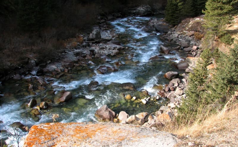 Arasan River, left tributary of Aksu River. Terskey Ala-Too Mountains.