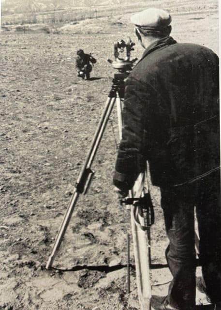 March 1972. Determining the boundaries of future construction.