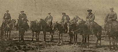 Composition of expedition of Leningrad State University in a cold desert on cheeses. From left to right: A.N. Zhukov, D.N. Kashkarov, Orzbai Kashkintaev, E.D. Nikolaev, workers Dyushambay and Asyl. Photo by K.V. Stanyukovych. 1932.