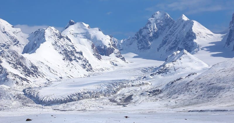 Komarov (Kyzylunet) Central Glacier after snowfall. 2022.