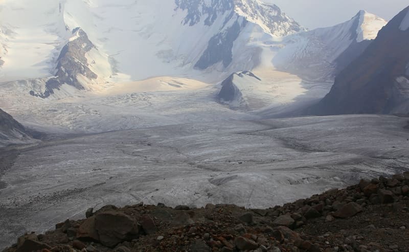 Kyzyl-Asker West Valley Glacier No. 80 is located within Kyzyl-Asker mountain range.