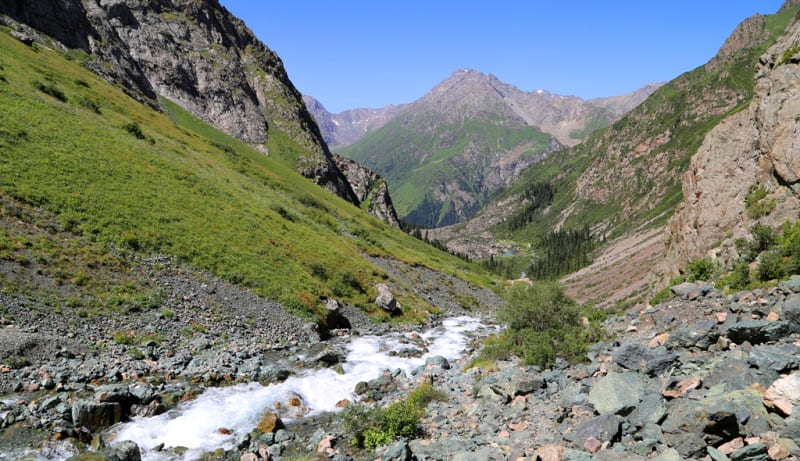 Ala-Kel river and gorge. Mountains Terskey Ala-Too.