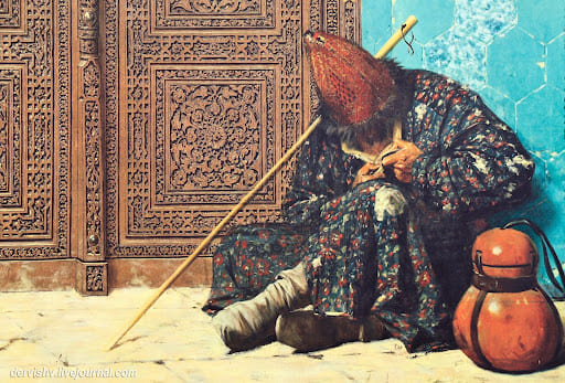 Vasily Vasilyevich Vereshchagin. "At the Doors of the Mosque." 1873.