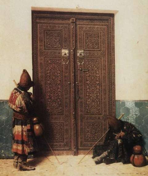 Vasily Vasilyevich Vereshchagin. "At the Doors of the Mosque." 1873.