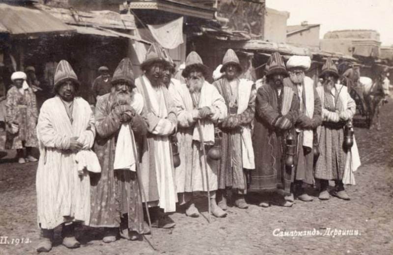 Kalander dervishes in Samarkand. 1912. Photographer unknown.