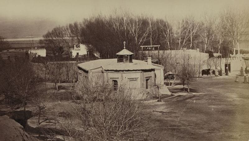 The first Orthodox church in Khujand, built in 1867 on the bank of the Syr Darya River. The building was constructed of baked brick according to the design of the architect Shtorm. The temple had an octagonal shape in the form of a cross with a frame dome covered with iron, painted green. The bells for this church were cast from old Bukhara cannons taken from the Khujand fortress. The church was consecrated in honor of St. Mary Magdalene, Equal-to-the-Apostles.