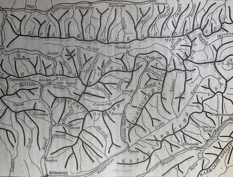 Orographic scheme of the Takali mountain range.