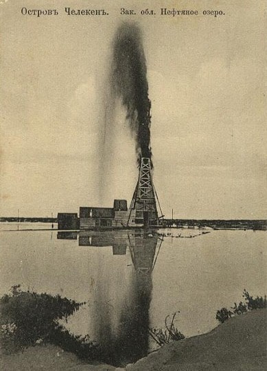 Oil rig overpass near the Cheleken peninsula.