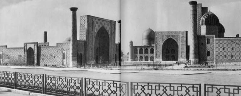 Самарканд. Регистан XV-XVII в.в. Общий вид. Фотография Г.А. Пугаченкова. 1980 годы.