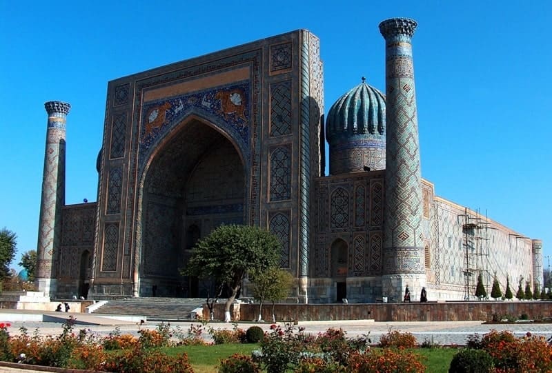 The Sherdor Madrasah on Registan Square in Samarkand.