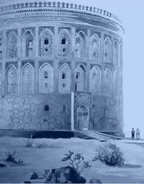 Обсерватория Улугбека в Самарканде. Южный фасад. Реконструкция Б. Засыпкина.