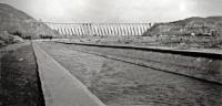 Dam of the Andijan reservoir. Kyrgyz channel. 1985.