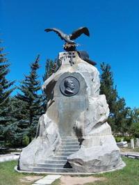 Monument Przhevalskiy, near to coast of lake Issyk Kul.