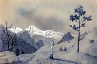 Этюд в горах Алатау. Рисунок Павла Михайловича Кошарова.