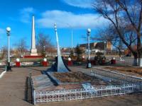 Monument on town Baikonur.
