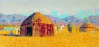Киргизские кибитки на реке Чу. 1869 – 1870 годы. Художник Василий Васильевич Верещагин.