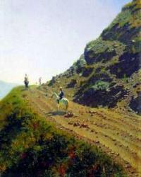 Кочевая дорога в горах Алатау. 1869 – 1870 годы. Художник Василий Васильевич Верещагин.