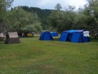 Camp on coast of lake Markakol.