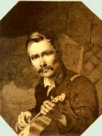 Т.Г. Шевченко. Портрет неизвестного с гитарой. Бумага, сепия. Раим. 19.VI – 25.VII 1848; I – III 1849.