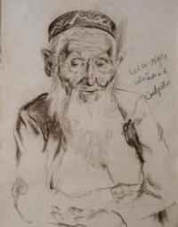 «Шакер Абенов» 1987. Художник Протопопов Вячеслав Васильевич. 1954. Бумага, соус; 61,2 х 44,8.