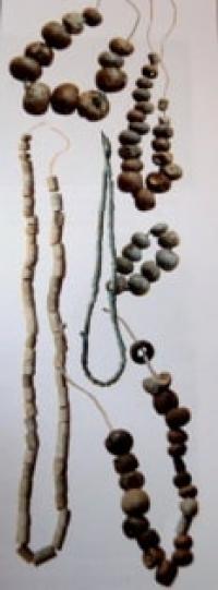 Beads. Colored stones. I - IV century ad. Ancient settlement Kuik Mardan, Otrar oasis.