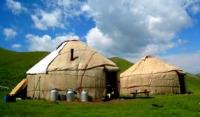 Yurts shepherds on lake the Song-Kul.