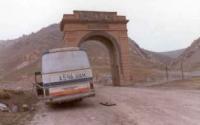 The Old arch on pass Torugart of 3752 meters above sea level. On October, 9th, 2002.