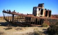 The graveyard of ships near the village of Muynak.