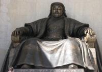 Statue of Changiz Khan on square Sukhbaatar in Ulan-Bator. Mongolia.