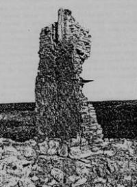 Kok-Kesen. Ruins of a mausoleum that collapsed in 1914.