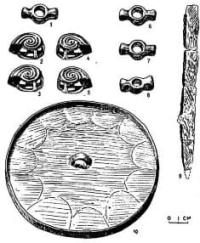 Inventory from the burial mound 19 of the Tasmola I burial ground. 8-10 – Bronze Age, 9 – Iron Age.