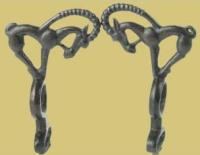 Tasmola, V burial mound. Bronze horse bridle parts with images of mountain goats. 7th - 6th centuries BC. Archaeological Museum "Gylym Ordasy" of the National Academy of Sciences of Kazakhstan (Almaty).