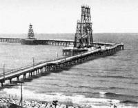 Oil rig overpass near the Cheleken peninsula.